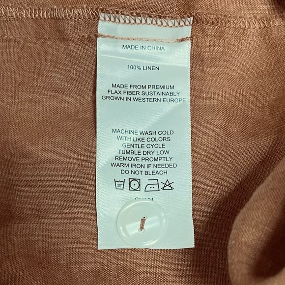 Quince 100% European Linen Button-Front Terracotta Midi Dress Size Large - Picture 9 of 9